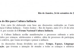 Carta do Rio – Fórum Nacional Cultura Infância