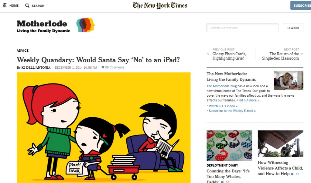 Coluna do New York Times e o dilema semanal: Será que o Papai Noel diz não para um iPad?